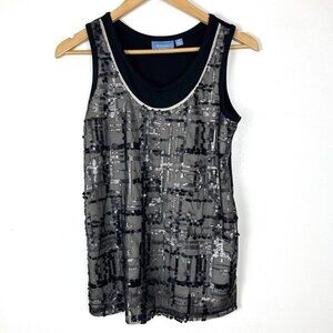 Simply Vera Top Womens XS Black Sequin Whimsigoth  Fairy Grunge‎ Festive Goth